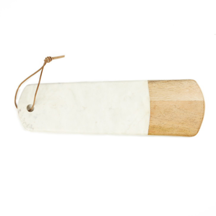 SIMLA - Planche à découper marbre blanc et bois (grande)